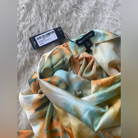 Beautiful orange tie dyed rushed side midi skirt - Picture 3 of 5